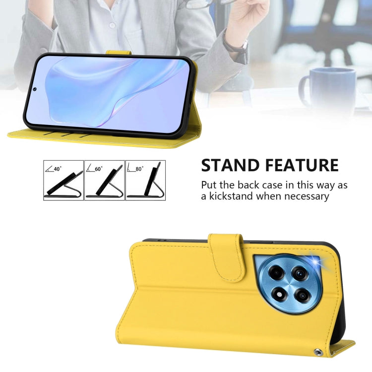 For OnePlus 12 5G Global Skin Feel Solid Color Leather Phone Case with Lanyard(Lemon Yellow) - OnePlus Cases by buy2fix | Online Shopping UK | buy2fix