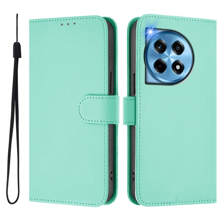 For OnePlus 12 5G Global Skin Feel Solid Color Leather Phone Case with Lanyard(Mint Green) - OnePlus Cases by buy2fix | Online Shopping UK | buy2fix