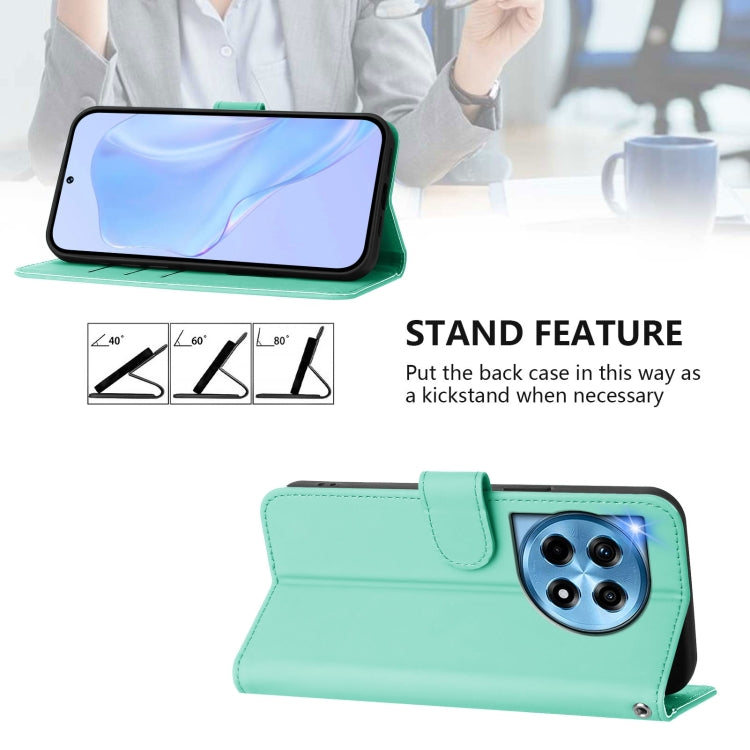 For OnePlus 12 5G Global Skin Feel Solid Color Leather Phone Case with Lanyard(Mint Green) - OnePlus Cases by buy2fix | Online Shopping UK | buy2fix