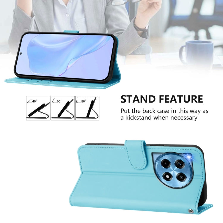 For OnePlus 12 5G Global Skin Feel Solid Color Leather Phone Case with Lanyard(Sky Blue) - OnePlus Cases by buy2fix | Online Shopping UK | buy2fix