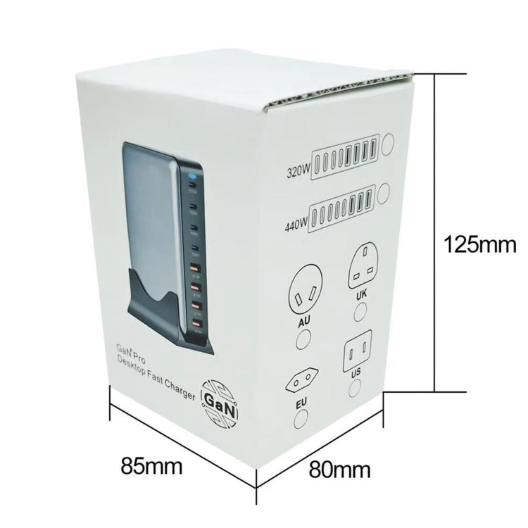 500W GaN 6 Type-C 2 USB Multi Ports Sharing Desktop Charger, Plug:AU Plug(White) - Multifunction Charger by buy2fix | Online Shopping UK | buy2fix