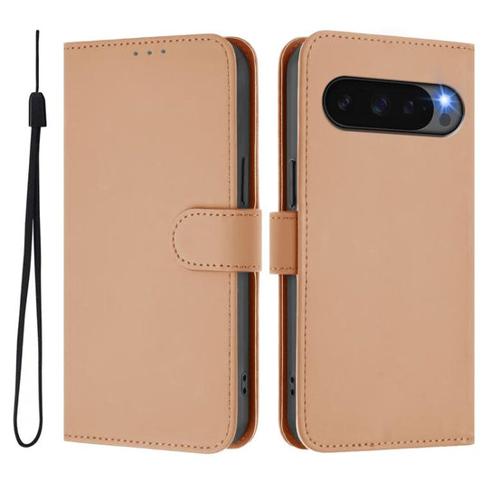 For Google Pixel 10 / 10 Pro Skin Feel Solid Color Leather Phone Case with Lanyard(Nude) - Google Cases by buy2fix | Online Shopping UK | buy2fix