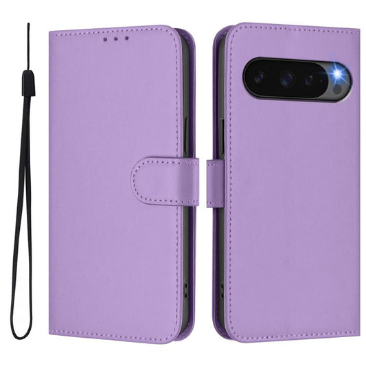 For Google Pixel 10 Pro XL Skin Feel Solid Color Leather Phone Case with Lanyard(Lavender Purple) - Google Cases by buy2fix | Online Shopping UK | buy2fix