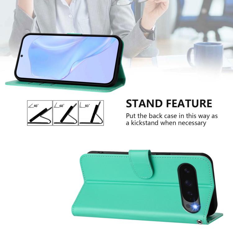 For Google Pixel 10 Pro XL Skin Feel Solid Color Leather Phone Case with Lanyard(Green) - Google Cases by buy2fix | Online Shopping UK | buy2fix