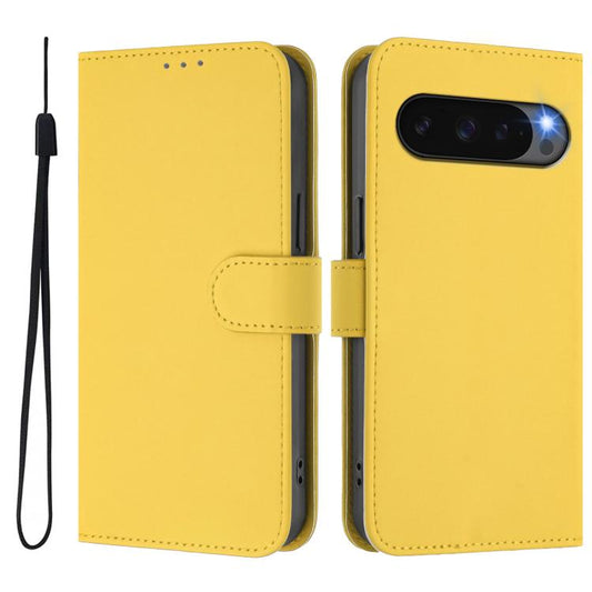 For Google Pixel 10 Pro XL Skin Feel Solid Color Leather Phone Case with Lanyard(Lemon Yellow) - Google Cases by buy2fix | Online Shopping UK | buy2fix