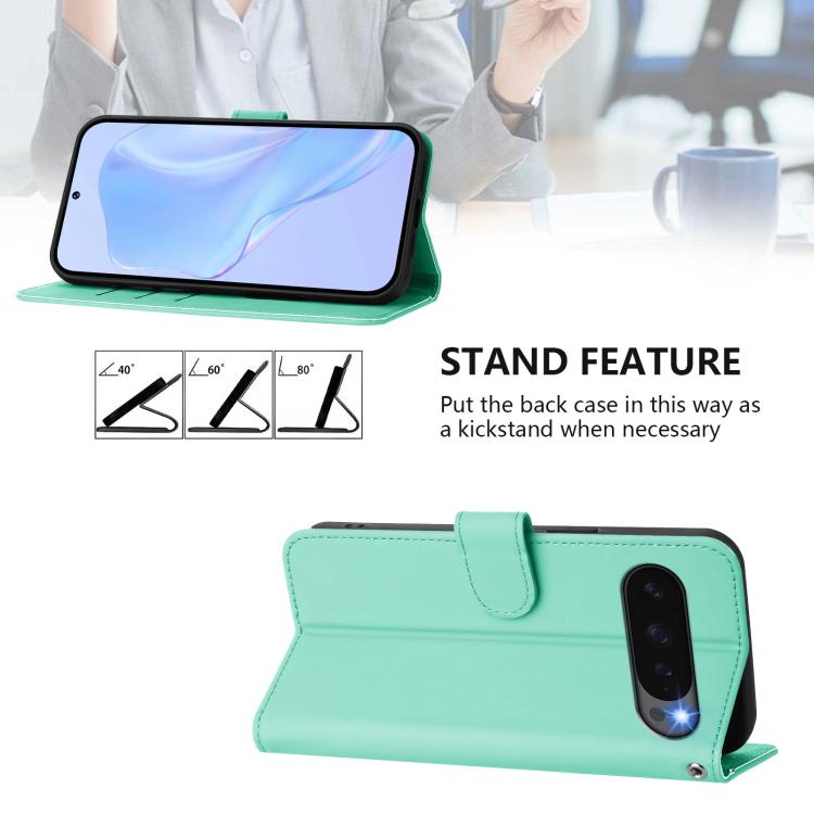 For Google Pixel 10 Pro XL Skin Feel Solid Color Leather Phone Case with Lanyard(Mint Green) - Google Cases by buy2fix | Online Shopping UK | buy2fix
