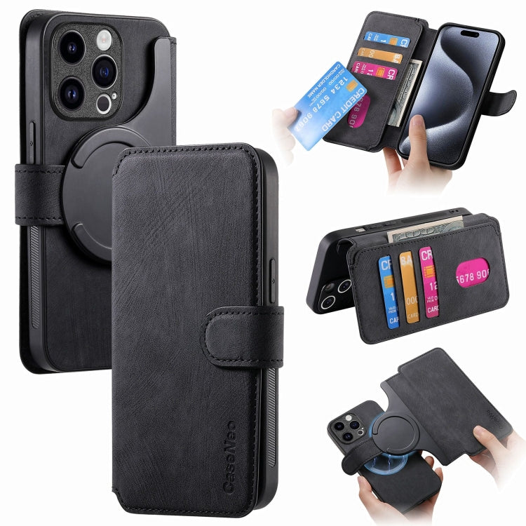 For iPhone 15 Pro CaseNeo MagSafe RFID Anti-theft Retro Leather Phone Case(Black) - iPhone 15 Pro Cases by CaseNeo | Online Shopping UK | buy2fix