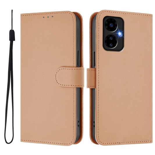 For Boost MobIle Celero 5G 2024 / 3 5G Skin Feel Solid Color Leather Phone Case with Lanyard(Nude) by buy2fix