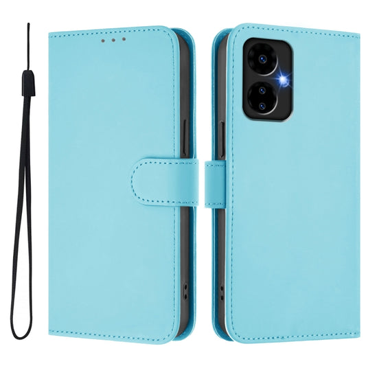 For Boost MobIle Celero 5G 2024 / 3 5G Skin Feel Solid Color Leather Phone Case with Lanyard(Sky Blue) by buy2fix