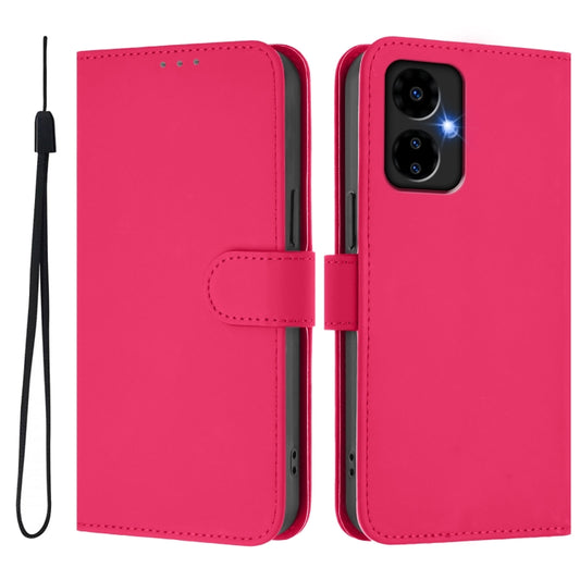 For Boost MobIle Celero 5G 2024 / 3 5G Skin Feel Solid Color Leather Phone Case with Lanyard(Rose Red) by buy2fix