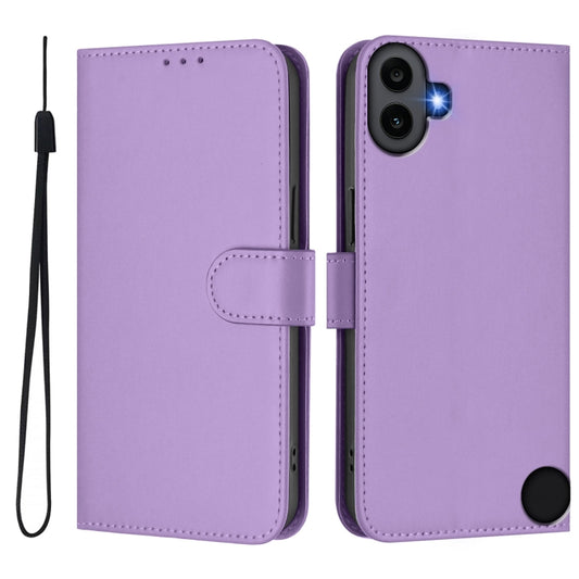 For Nothing CMF Phone 1 Skin Feel Solid Color Leather Phone Case with Lanyard(Lavender Purple) - Nothing Cases by buy2fix | Online Shopping UK | buy2fix