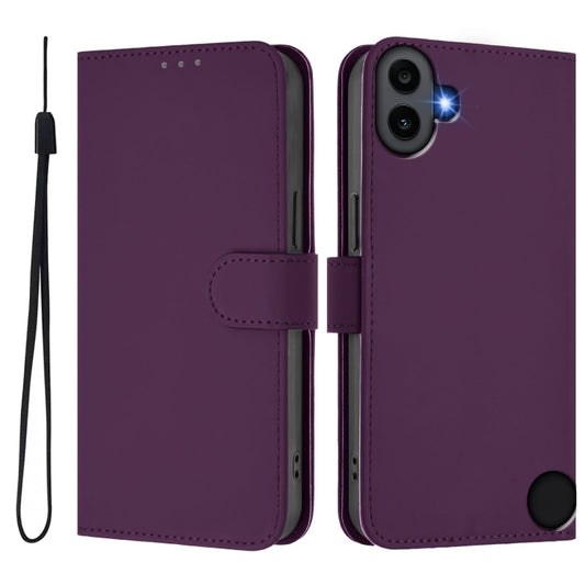 For Nothing CMF Phone 1 Skin Feel Solid Color Leather Phone Case with Lanyard(Violet) - More Brand by buy2fix | Online Shopping UK | buy2fix