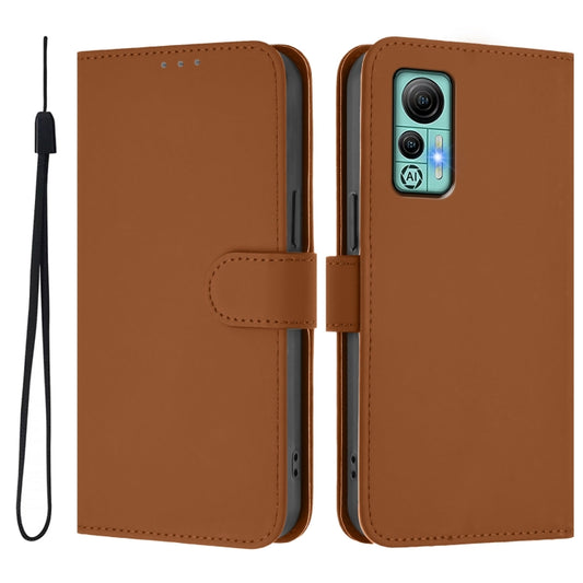 For Ulefone Note 14 Skin Feel Solid Color Leather Phone Case with Lanyard(Brown) by buy2fix