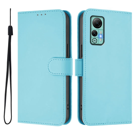 For Ulefone Note 14 Skin Feel Solid Color Leather Phone Case with Lanyard(Sky Blue) by buy2fix