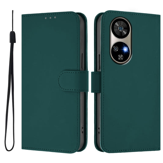 For Ulefone Note 17 Pro Skin Feel Solid Color Leather Phone Case with Lanyard(Dark Green) by buy2fix