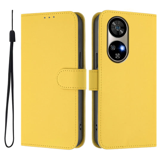 For Ulefone Note 17 Pro Skin Feel Solid Color Leather Phone Case with Lanyard(Lemon Yellow) by buy2fix