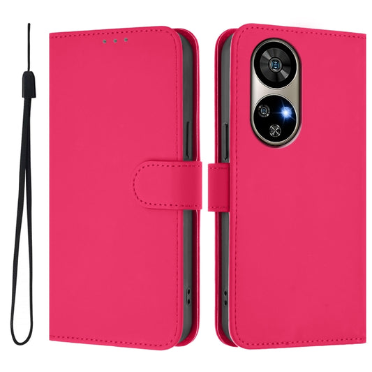 For Ulefone Note 17 Pro Skin Feel Solid Color Leather Phone Case with Lanyard(Rose Red) by buy2fix