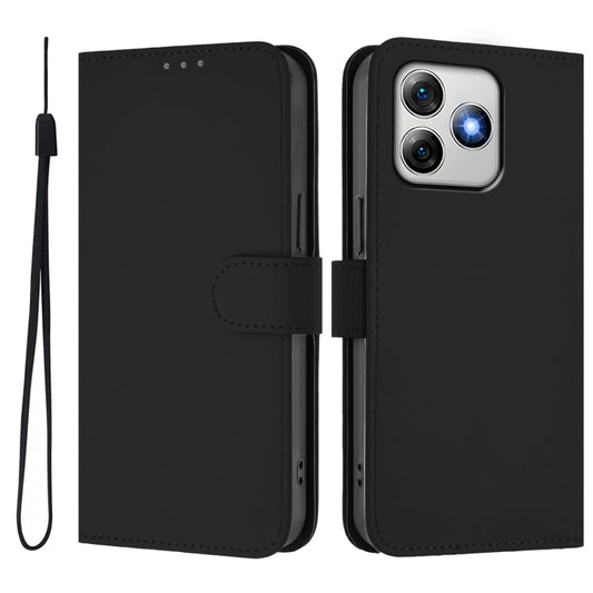 For Ulefone Note 18 Ultra Skin Feel Solid Color Leather Phone Case with Lanyard(Black) by buy2fix
