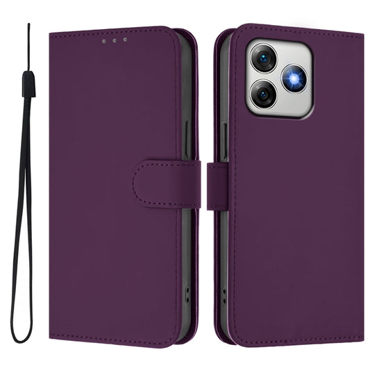 For Ulefone Note 18 Ultra Skin Feel Solid Color Leather Phone Case with Lanyard(Violet) by buy2fix