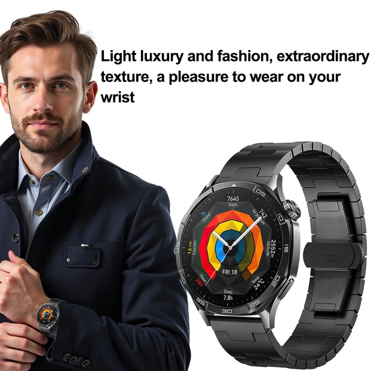 For Huawei GT4 46mm / GT5 46mm / GT5 Pro 22mm H-shaped Butterfly Buckle Stainless Steel Watch Band(Black) - 22mm Bands by buy2fix | Online Shopping UK | buy2fix