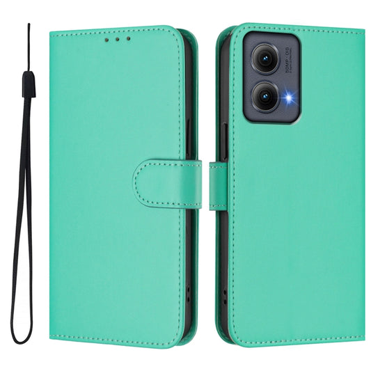 For Motorola Edge 5G 2024 Skin Feel Solid Color Leather Phone Case with Lanyard(Green) by buy2fix