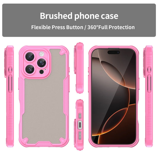 For iPhone 16 Pro Armor Glaze PC Hybrid TPU Phone Case(Pink) by buy2fix