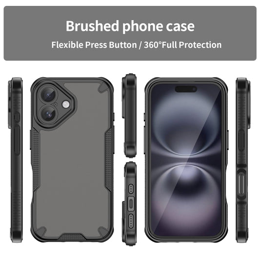 For iPhone 16 Plus Armor Glaze PC Hybrid TPU Phone Case(Black) by buy2fix