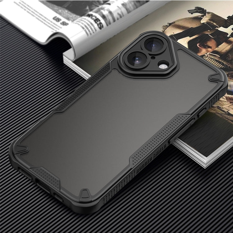 For iPhone 16 Plus Armor Glaze PC Hybrid TPU Phone Case(Black) by buy2fix