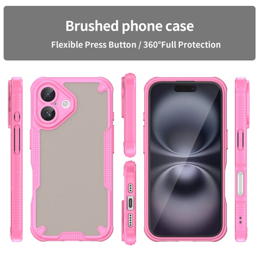 For iPhone 16 Armor Glaze PC Hybrid TPU Phone Case(Pink) by buy2fix