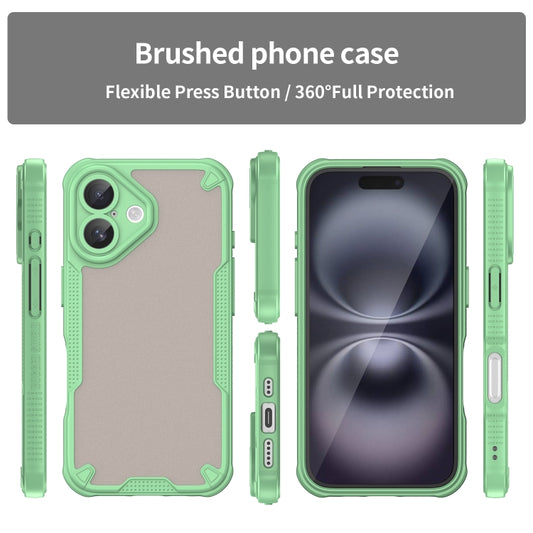 For iPhone 16 Armor Glaze PC Hybrid TPU Phone Case(Green) by buy2fix