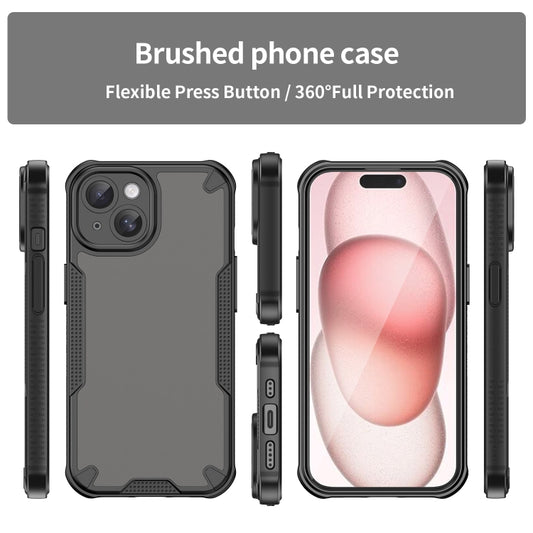 For iPhone 15 Armor Glaze PC Hybrid TPU Phone Case(Black) by buy2fix