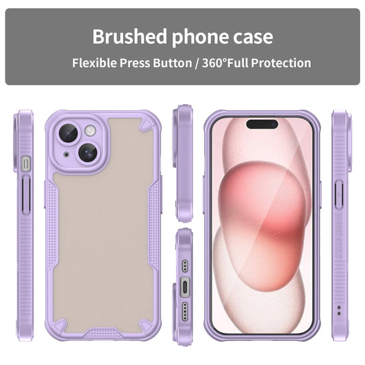 For iPhone 15 Armor Glaze PC Hybrid TPU Phone Case(Purple) by buy2fix