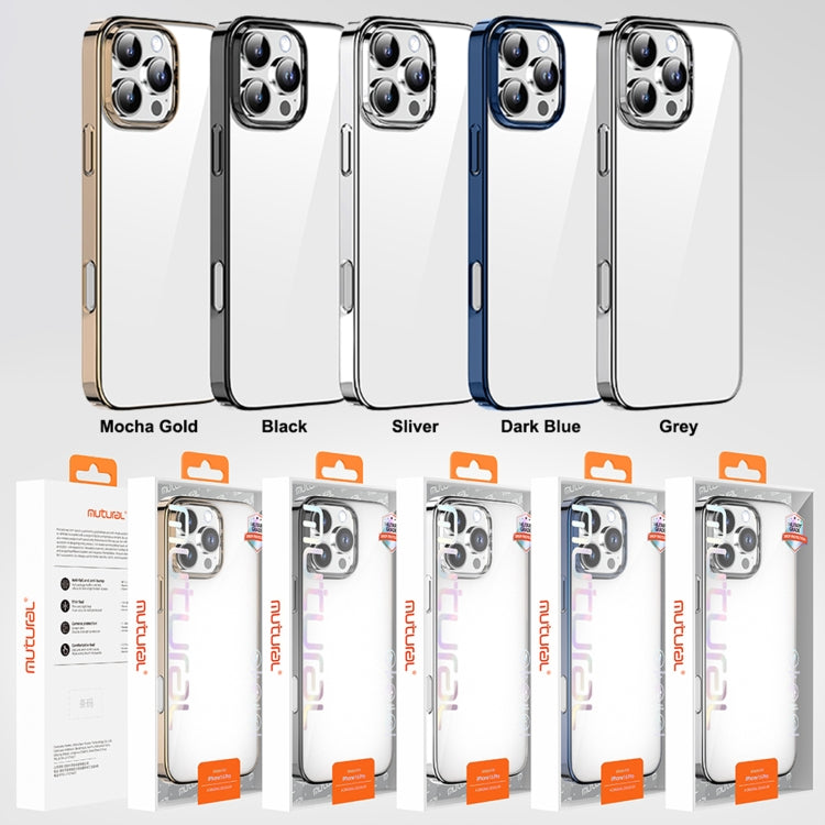 For iPhone 16 Mutural Jiantou Series Electroplating Hybrid PC Phone Case(Grey) by Mutural