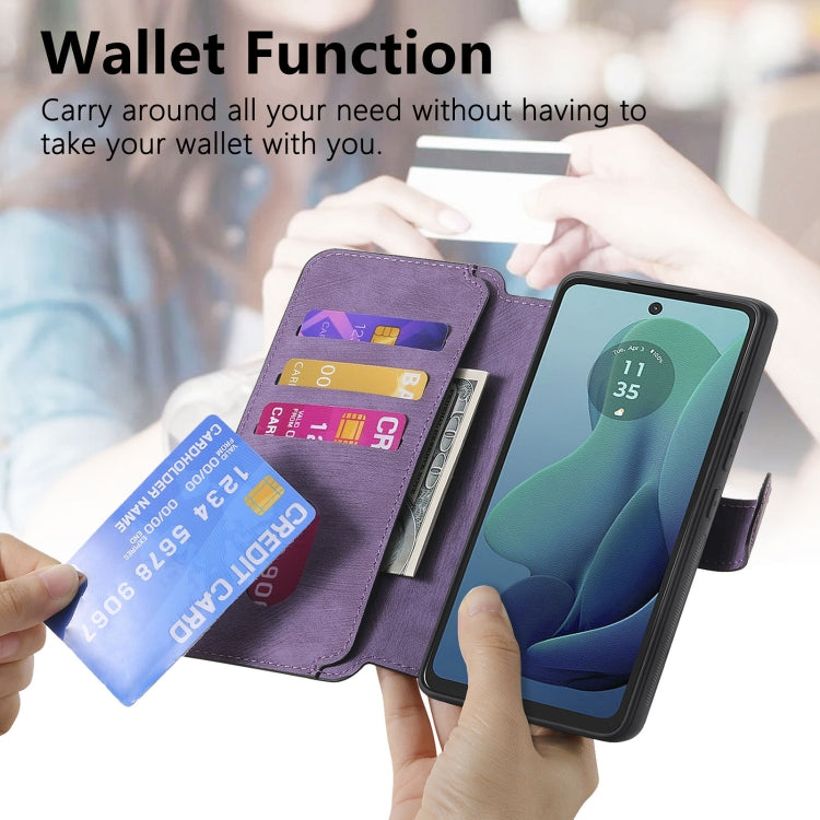 For Motorola Moto G 5G 2024 CaseNeo MagSafe RFID Anti-theft Retro Leather Phone Case(Purple) by CaseNeo