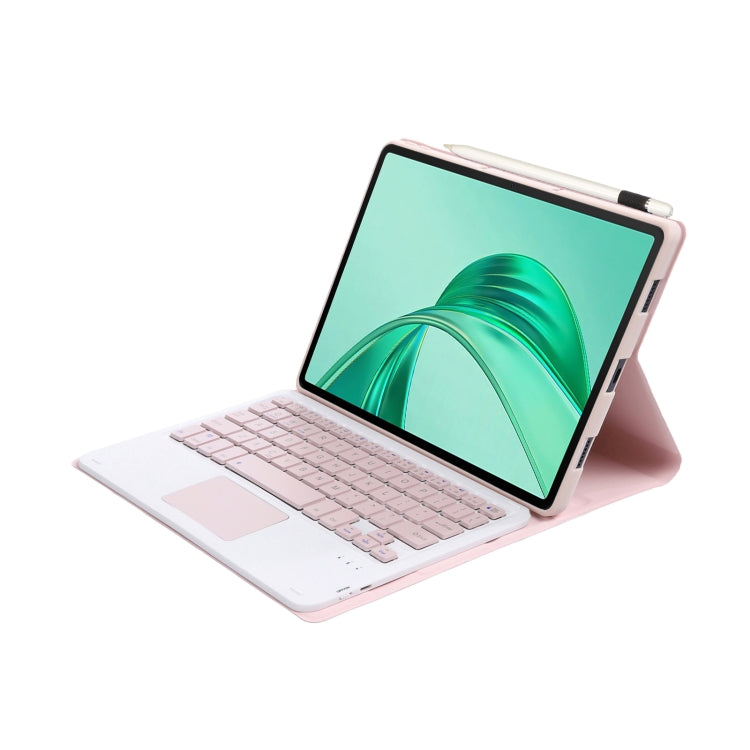 For Honor Pad X8a / X9 2024 AH25-A Ultra-thin Detachable Bluetooth Keyboard Leather Tablet Case with Touchpad(Pink White) - Huawei Keyboard by buy2fix | Online Shopping UK | buy2fix
