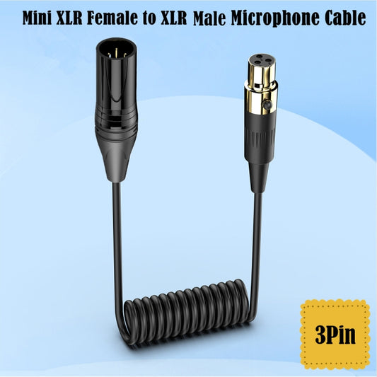 Mini XLR Female to XLR Male Audio Mixer Mini Microphone Coiled Audio Cable, Length: 0.5m(Black) by buy2fix