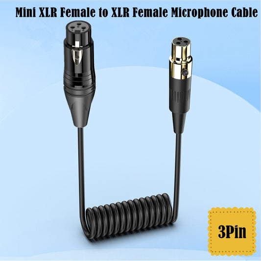 Mini XLR Female to XLR Female Audio Mixer Mini Microphone Coiled Audio Cable, Length: 0.5m(Black) by buy2fix
