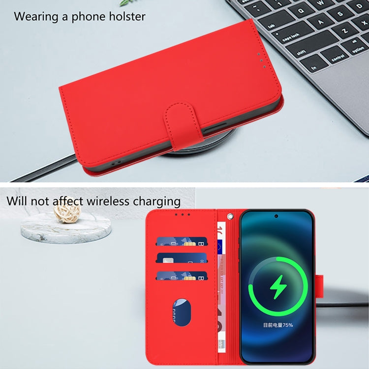 For Samsung Galaxy S25+ 5G Skin Feel Solid Color Leather Phone Case with Lanyard(Red) - Galaxy S25+ 5G Cases by buy2fix | Online Shopping UK | buy2fix