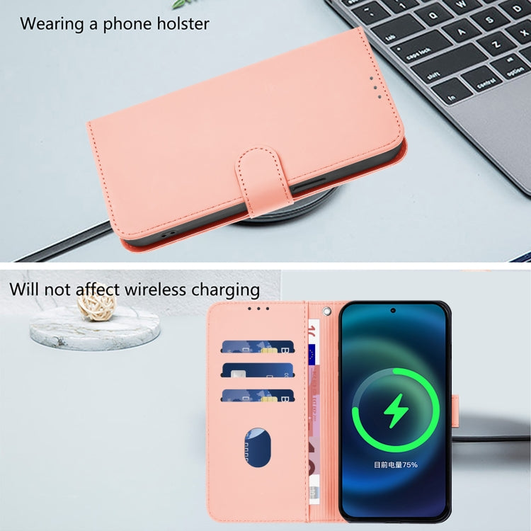 For Samsung Galaxy S25+ 5G Skin Feel Solid Color Leather Phone Case with Lanyard(Pink) - Galaxy S25+ 5G Cases by buy2fix | Online Shopping UK | buy2fix