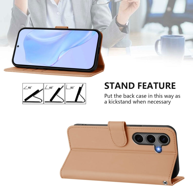 For Samsung Galaxy S25+ 5G Skin Feel Solid Color Leather Phone Case with Lanyard(Nude) - Galaxy S25+ 5G Cases by buy2fix | Online Shopping UK | buy2fix