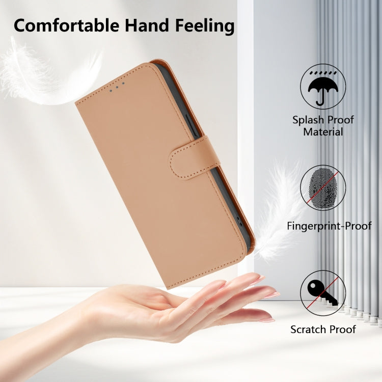 For Samsung Galaxy S25+ 5G Skin Feel Solid Color Leather Phone Case with Lanyard(Nude) - Galaxy S25+ 5G Cases by buy2fix | Online Shopping UK | buy2fix