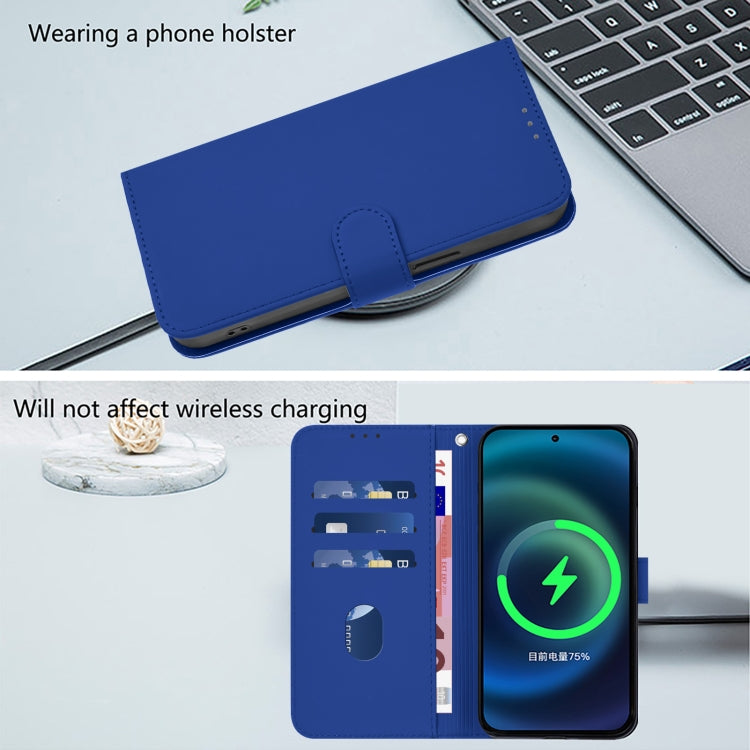 For Samsung Galaxy S25+ 5G Skin Feel Solid Color Leather Phone Case with Lanyard(Dark Blue) - Galaxy S25+ 5G Cases by buy2fix | Online Shopping UK | buy2fix
