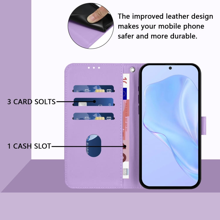 For Samsung Galaxy S25+ 5G Skin Feel Solid Color Leather Phone Case with Lanyard(Lavender Purple) - Galaxy S25+ 5G Cases by buy2fix | Online Shopping UK | buy2fix