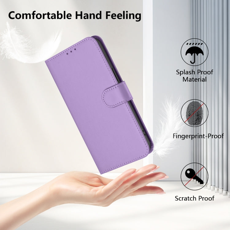 For Samsung Galaxy S25+ 5G Skin Feel Solid Color Leather Phone Case with Lanyard(Lavender Purple) - Galaxy S25+ 5G Cases by buy2fix | Online Shopping UK | buy2fix