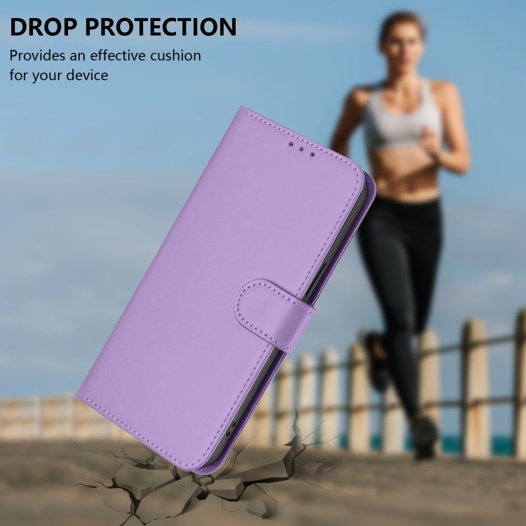 For Samsung Galaxy S25+ 5G Skin Feel Solid Color Leather Phone Case with Lanyard(Lavender Purple) - Galaxy S25+ 5G Cases by buy2fix | Online Shopping UK | buy2fix