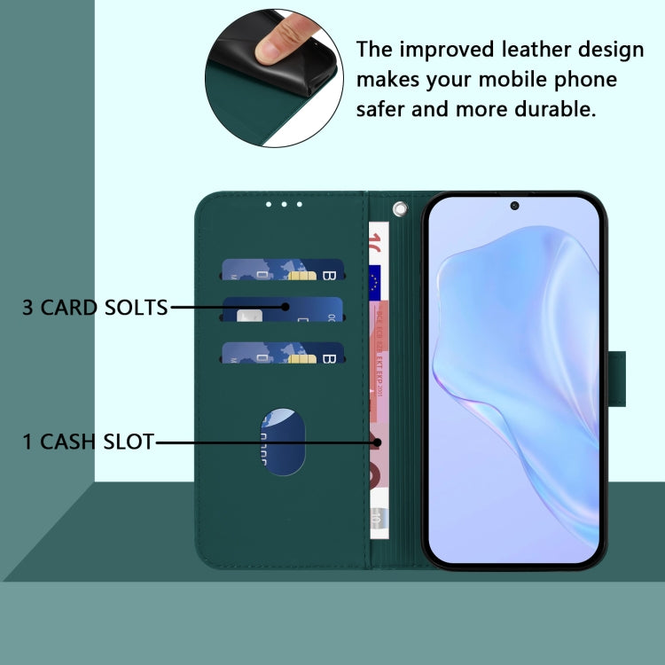 For Samsung Galaxy S25+ 5G Skin Feel Solid Color Leather Phone Case with Lanyard(Dark Green) - Galaxy S25+ 5G Cases by buy2fix | Online Shopping UK | buy2fix