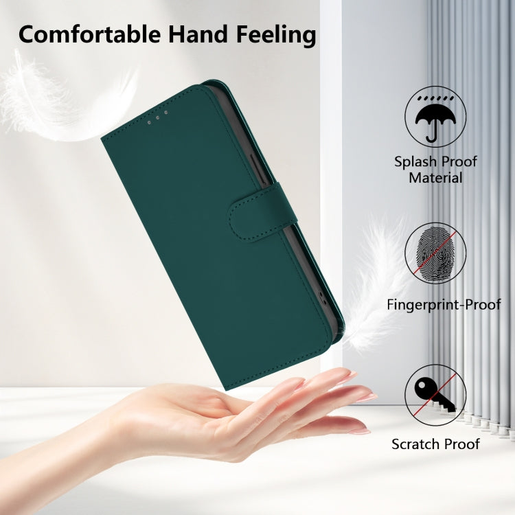 For Samsung Galaxy S25+ 5G Skin Feel Solid Color Leather Phone Case with Lanyard(Dark Green) - Galaxy S25+ 5G Cases by buy2fix | Online Shopping UK | buy2fix