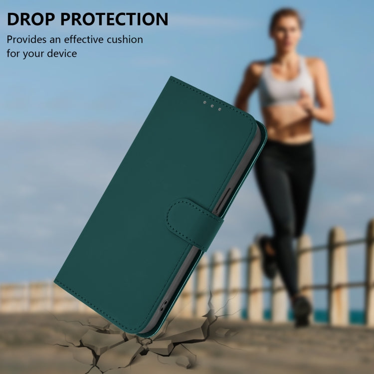 For Samsung Galaxy S25+ 5G Skin Feel Solid Color Leather Phone Case with Lanyard(Dark Green) - Galaxy S25+ 5G Cases by buy2fix | Online Shopping UK | buy2fix