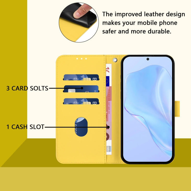 For Samsung Galaxy S25+ 5G Skin Feel Solid Color Leather Phone Case with Lanyard(Lemon Yellow) - Galaxy S25+ 5G Cases by buy2fix | Online Shopping UK | buy2fix