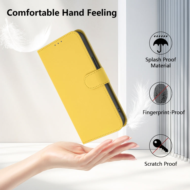 For Samsung Galaxy S25+ 5G Skin Feel Solid Color Leather Phone Case with Lanyard(Lemon Yellow) - Galaxy S25+ 5G Cases by buy2fix | Online Shopping UK | buy2fix